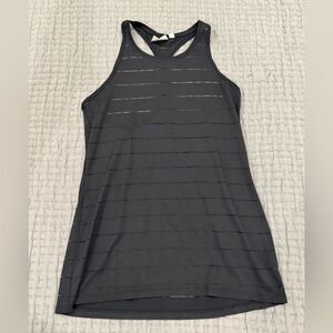Athleta Black Mesh Stripe Chi Tank Top size Small Tall